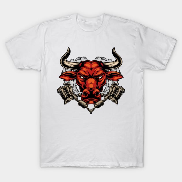 Bull Head Artwork T-Shirt by Utopia Shop